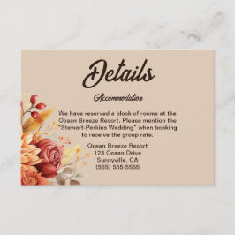 Specifikationskort för Light Terracotta Fall Blomm Tilläggskort