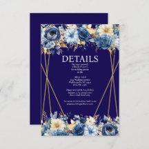 Specifikationskort för marinblått och Guld