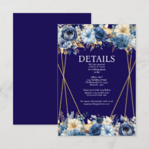 Specifikationskort för marinblått och Guld