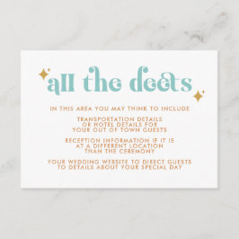 Specifikationskort för Modern Retro Beachy Bröllop Tilläggskort