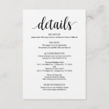 Specifikationskort för Modern Rustic Black Bröllop