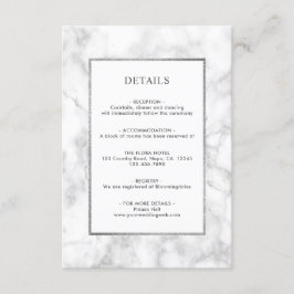 Specifikationskort för modern vit marble Bröllop Tilläggskort