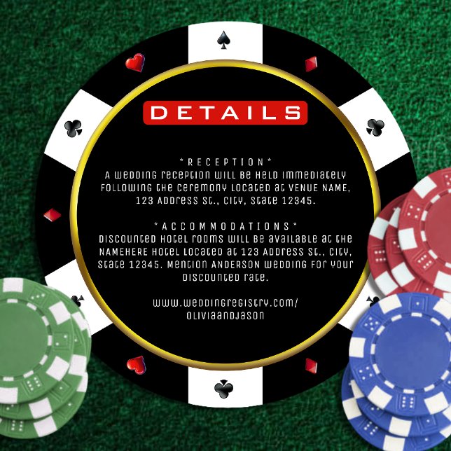 Specifikationskort för Poker Chip Bröllop (Poker Chip Wedding Details Enclosure Card
)