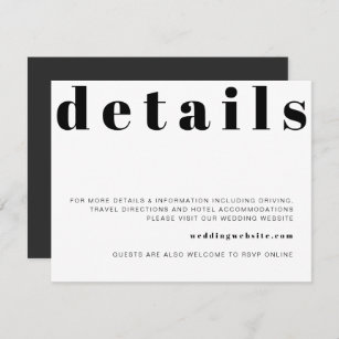 Specifikationskort för RILEY Retro Modern Bröllop  Inbjudningar