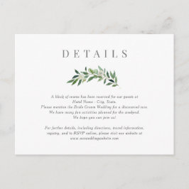 Specifikationskort för Romantic Greenery Bröllop Vykort