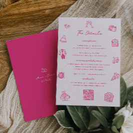 Specifikationskort för Rosa-Bröllop med whimsim-dö Inbjudningar