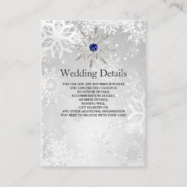 Specifikationskort för royal blå snöflingor Bröllo Tilläggskort