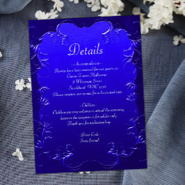 Specifikationskort för Royalet elegant Blue Bröllo Tilläggskort