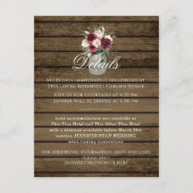 Specifikationskort för Rustic Burgundy Blommigt Bu