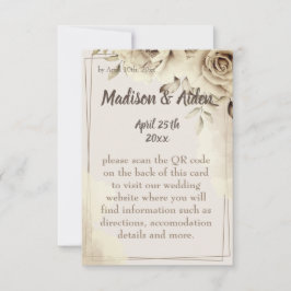 Specifikationskort för Rustic Vit ros Bröllop OSA Kort