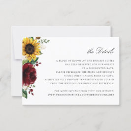 Specifikationskort för solblommor Burgundy Blommig Inbjudningar