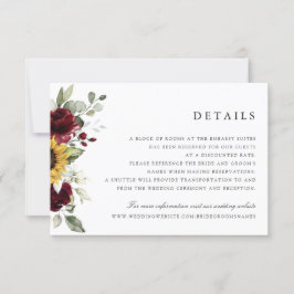 Specifikationskort för solblommor Burgundy Blommig Inbjudningar