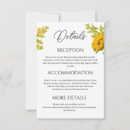 Specifikationskort för solrossolfångare Bröllop Tack Kort