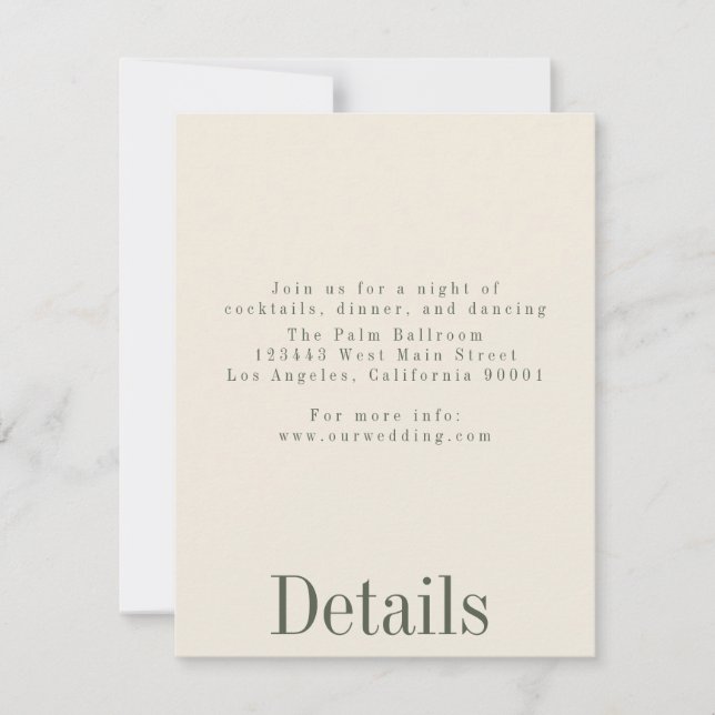 Specifikationskort för sommar-Bröllop Inbjudningar (Framsida)