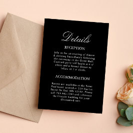 Specifikationskort för svart och vitt Bröllop Inbjudningar