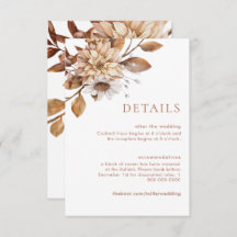 Specifikationskort för Terracotta Blommigt Bröllop