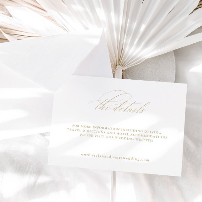 Specifikationskort för vit Bröllop-elegant Tilläggskort (Elegant White Wedding Details Enclosure Card)