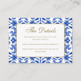 Specifikationskort för vit och blå Bröllop Tilläggskort