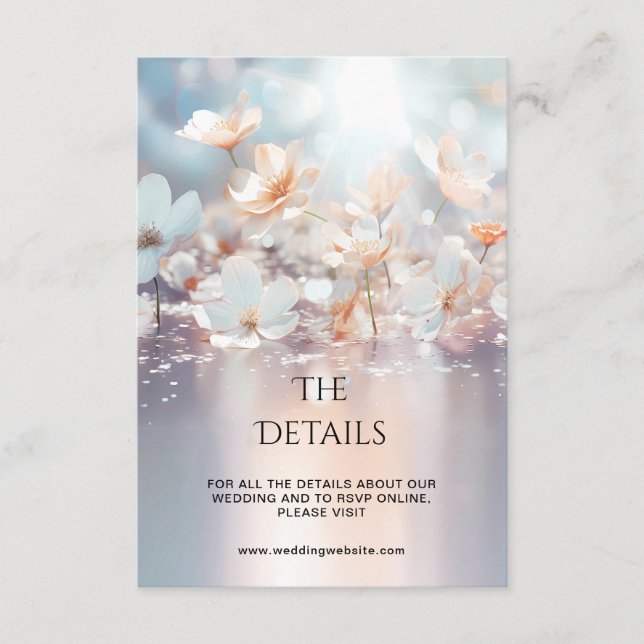 Specifikationskort för vit persiko-Blommigt Tilläggskort (Framsida)