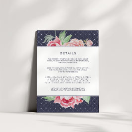 Specifikkort för Antique Peony Bröllop Guest-gäst Tilläggskort