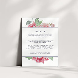 Specifikkort för Antique Peony Bröllop Guest-gäst Tilläggskort