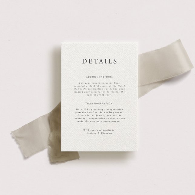 Specifikkort för Parker Portait Bröllop Inbjudningar (Skapare uppladdad)