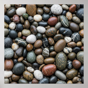 Specklad Blöt River Stones Poster