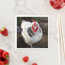 "Specklad elegance: Charm of a Black White Chicken Pappersservett