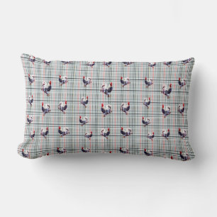 Specklad fluffy Tupp på vita kontroller Tartan, Lumbarkudde