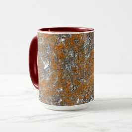 Specklad gulaktig orange på vitaktigt grått repch mugg