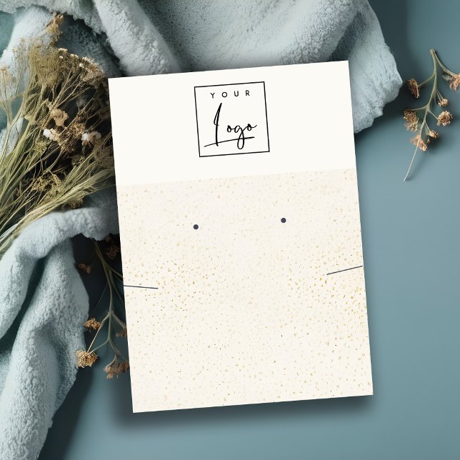 Specklad Guld White Logotyp Earring Necklace Visni Visitkort (Skapare uppladdad)