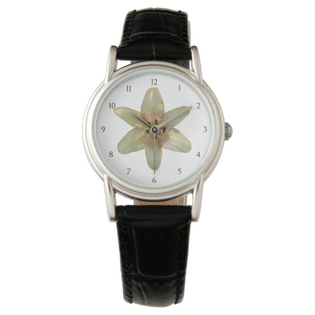 Specklad Gult Lily Flower Armbandsur (Framsida)