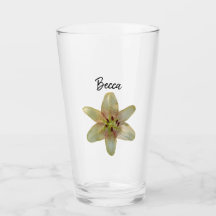 Specklad Gult Lily Flower Personlig Glass