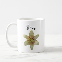 Specklad Gult Lily Flower Personlig Kaffemugg
