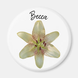 Specklad Gult Lily Flower Personlig Magnet