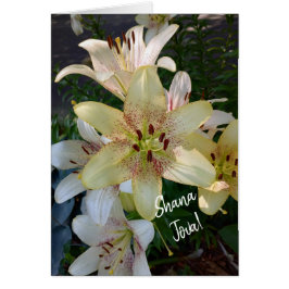 Specklad Gult Lily Flowers Rosh Hashanah Card Hälsningskort