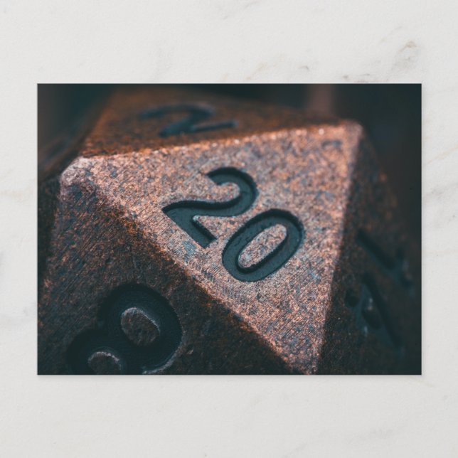 Specklad koppar D20 Polyhedral Vykort (Framsida)