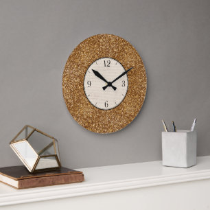 Specklad och texturerad guld stor klocka