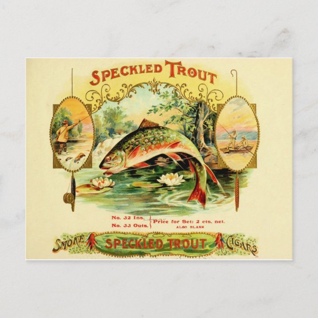Specklad Trout Cigar Fodral Vykort (Framsida)