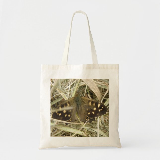 Specklad Wood Butterfly Tote Bag Tygkasse (Framsidan)
