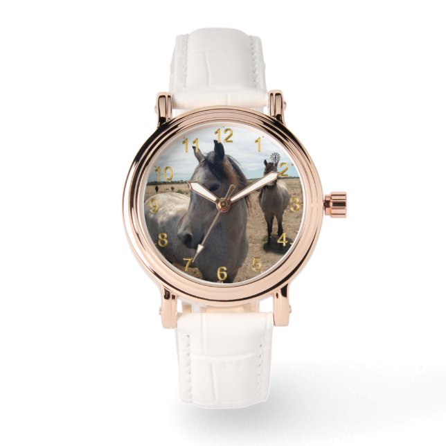Specklade arabiska hästar, armbandsur (Framsida)