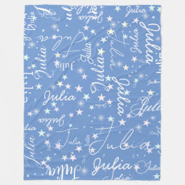 Specklade stjärnor på Light Blå himmel med hennes  Fleecefilt