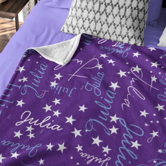 Specklade stjärnor på Lila Himlar Namn Starry Affe Fleecefilt (Skapare uppladdad)