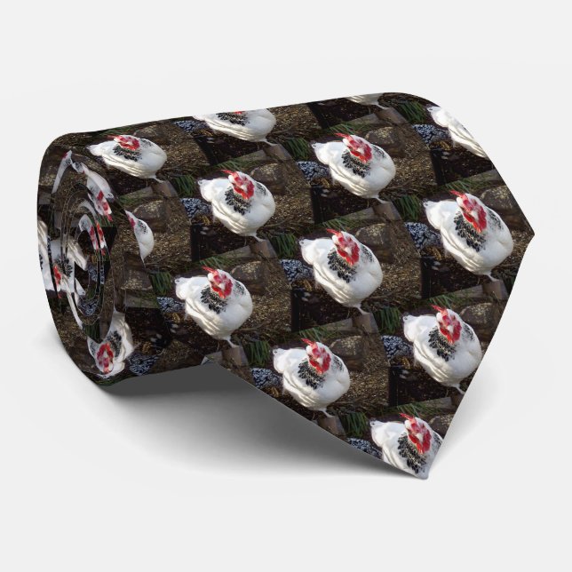 Specklat vitt och svart kyckling slips (Rullad)