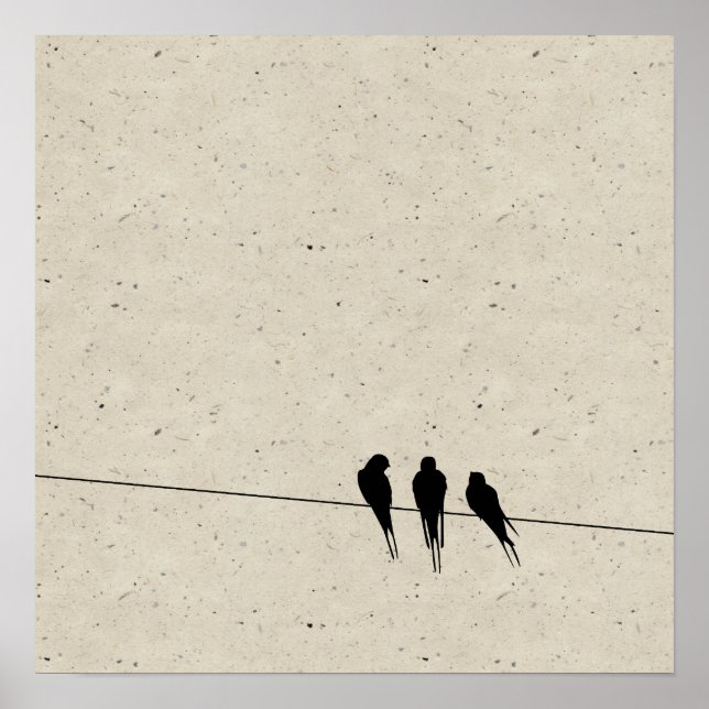Speckle Blackbird Silhouette på Wire Poster (Framsidan)