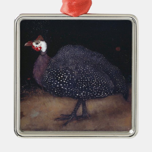 Speckled Guineafowl Bird (av Jan Mankes) Julgransprydnad Metall (Framsidan)
