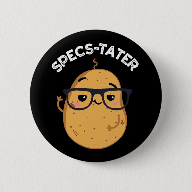 Specs-tater Funny Potato Spectacle Pun Mörk BG Knapp (Framsida)