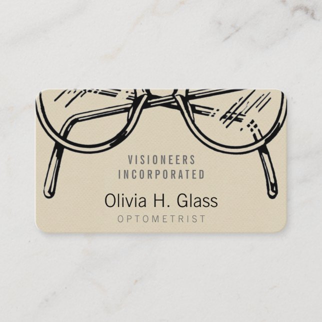 Spectacles Eyewear Cream Faux Flkanaler Visitkort (Framsida)