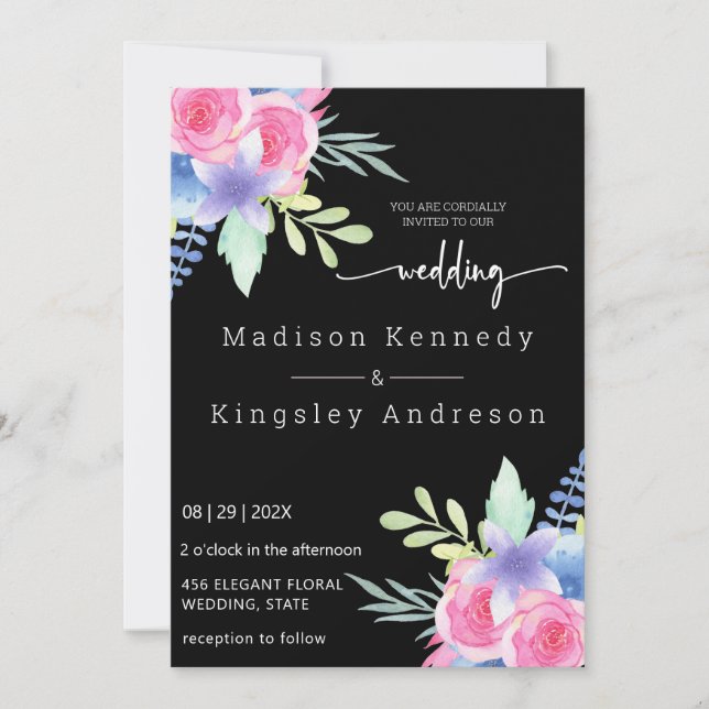 Spectaculär Elegant Enkel Blommigt Luxuriös Inbjudningar (Framsida)