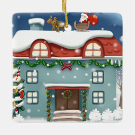Spectacular helgdag färgad house julgransprydnad keramik